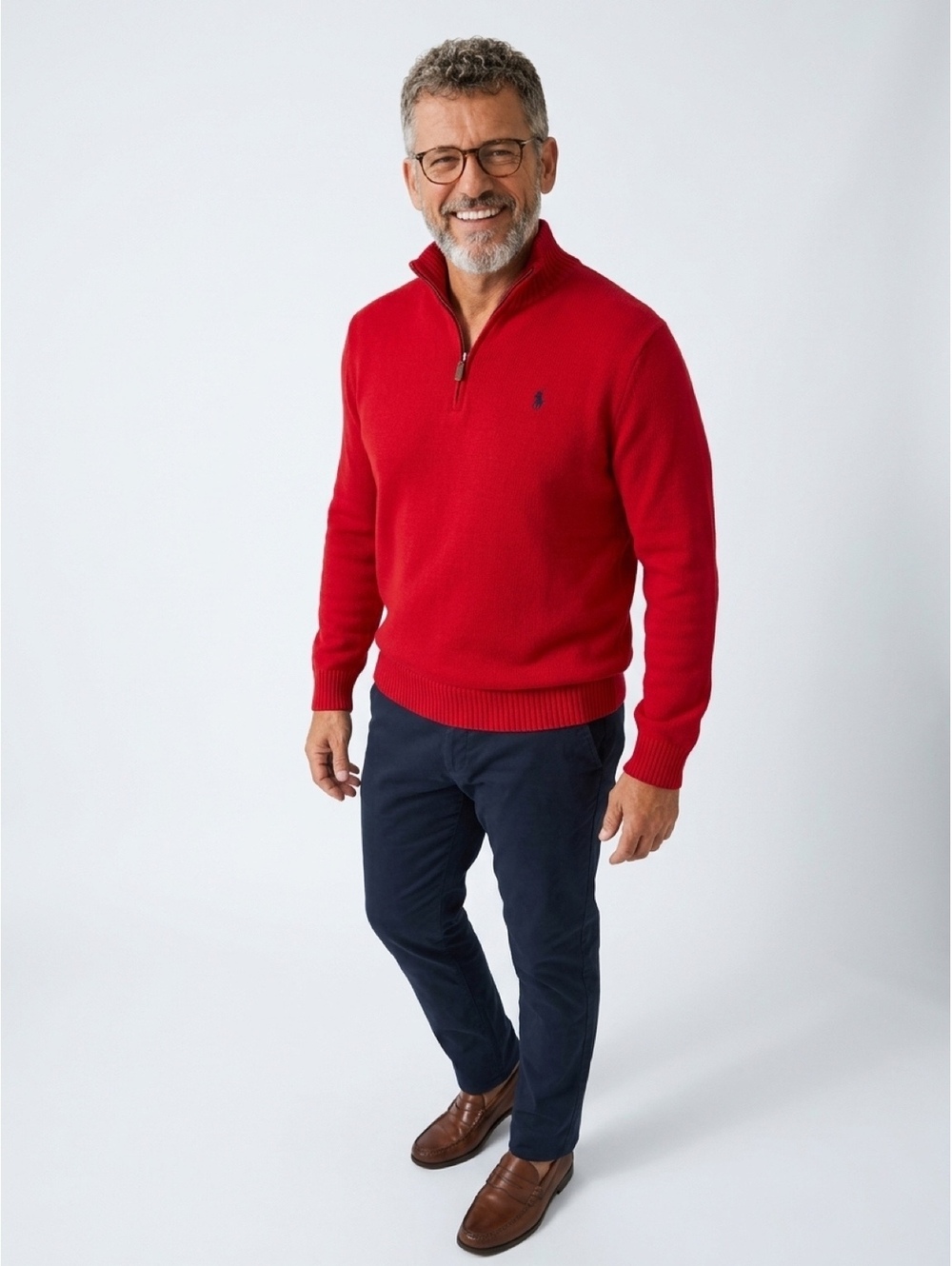 Polo Ralph Lauren Men's Red Half-Zip Pullover  Sweater Large